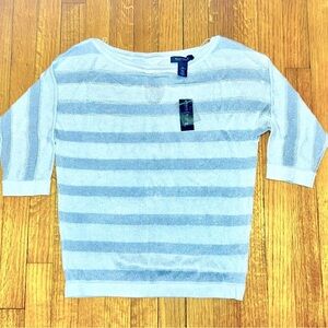 White House Black Market Silver Striped Sweater